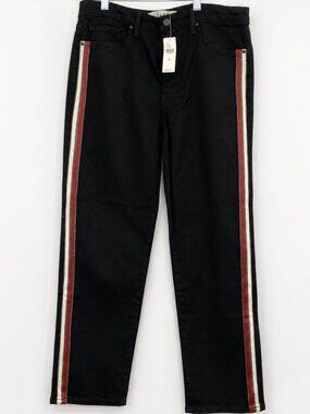 Velvet by Graham & Spencer Anthro Black Straight Leg Denim Jeans Size 30 W 28 L
